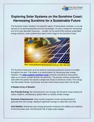 exploring solar systems on the sunshine coast