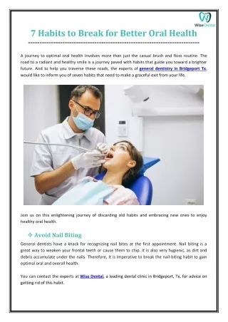 7 habits to break for better oral health