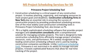 MS Project Scheduling Services for VA