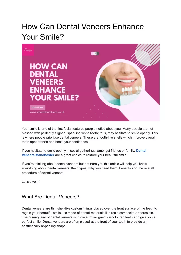 how can dental veneers enhance your smile