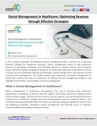 Denial Management in Healthcare - Optimizing Revenue through Effective Strategies