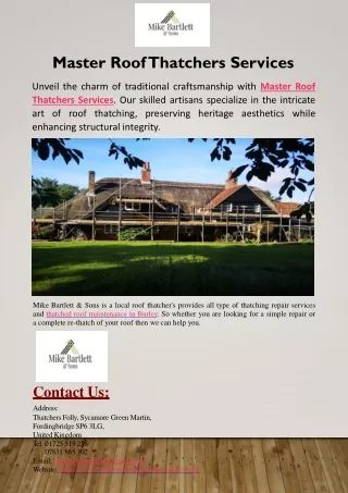 Master Roof Thatchers Services