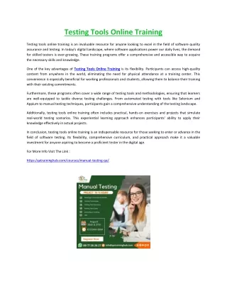 testing tools online training