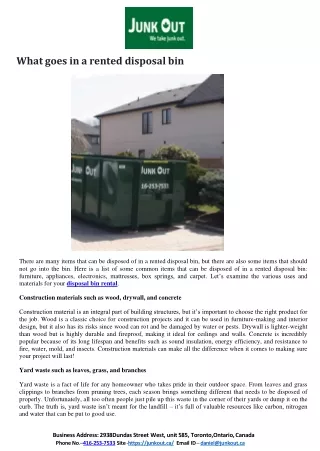 What goes in a rented disposal bin