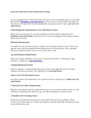 how to get a real estate license requirements