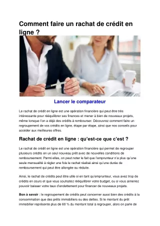 Comment faire un rachat de crédit en ligne ?