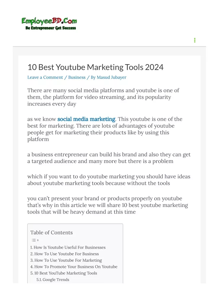 10 best youtube marketing tools 2024