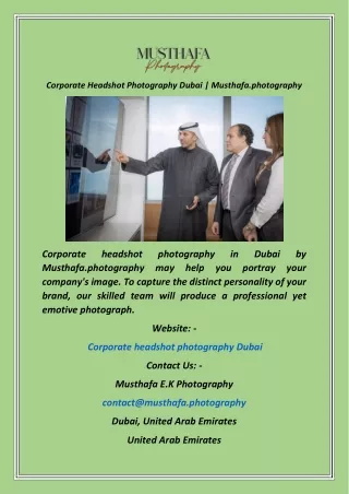 Corporate Headshot Photography Dubai  Musthafa.photography
