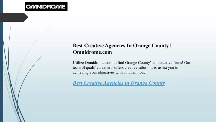 best creative agencies in orange county omnidrome
