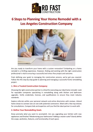 6 Steps to Planning Your Home Remodel with a Los Angeles Construction Company