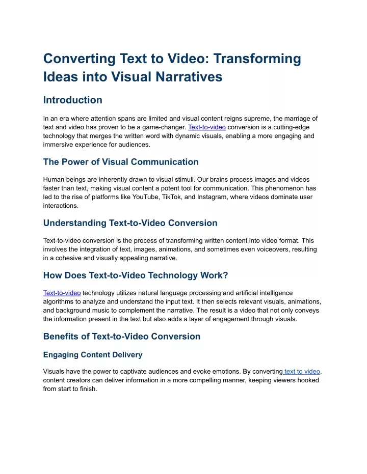 converting text to video transforming ideas into