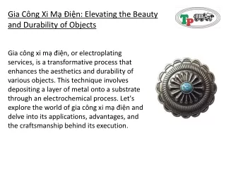 Gia Công Xi Mạ Điện Elevating the Beauty and Durability of Objects