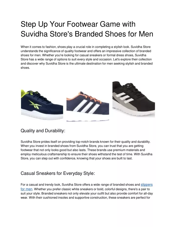 step up your footwear game with suvidha store s branded shoes for men