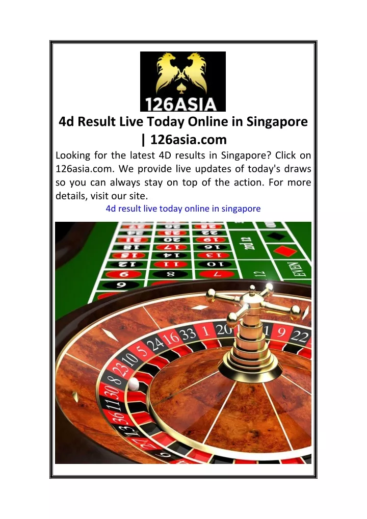 4d result live today online in singapore 126asia