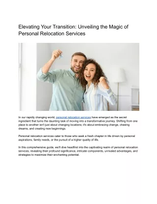 Unveiling the Magic of Personal Relocation Services