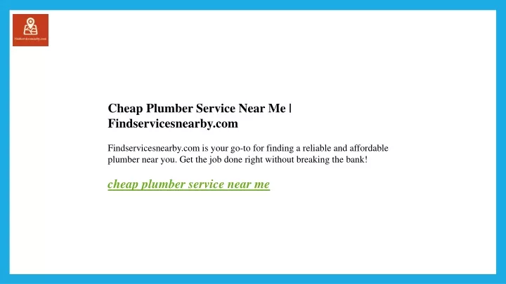 cheap plumber service near me findservicesnearby