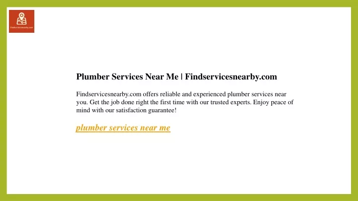 plumber services near me findservicesnearby