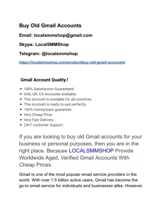 Buy Old Gmail Accounts