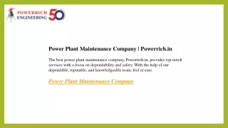 Power Plant Maintenance Company  Powerrich.in