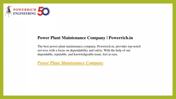 power plant maintenance company powerrich