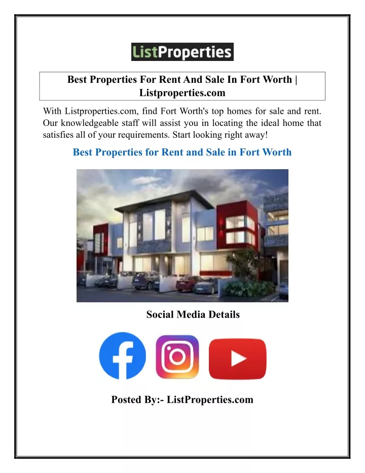 best properties for rent and sale in fort worth