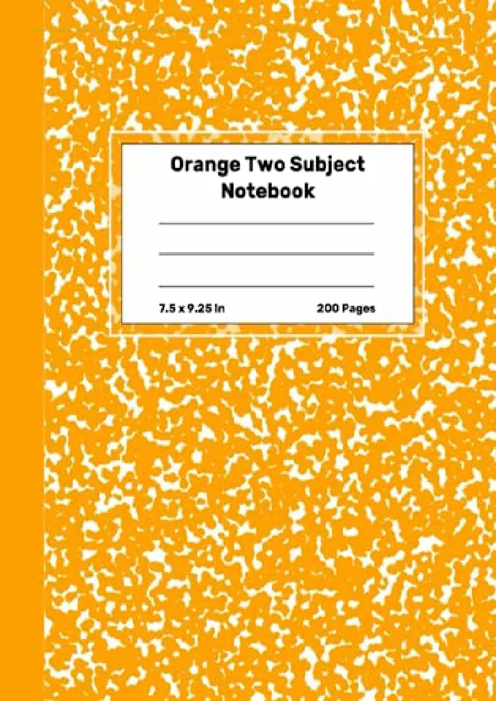 orange two subject notebook orange marble