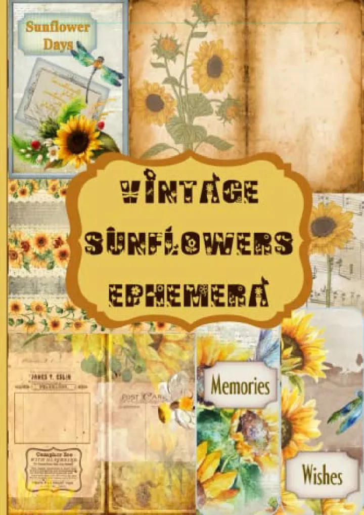 vintage sunflowers ephemera collection of vintage