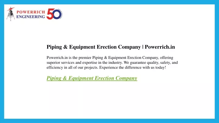 piping equipment erection company powerrich