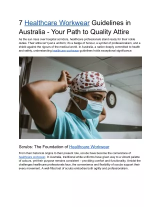 7 Healthcare Workwear Guidelines in Australia - Your Path to Quality Attire