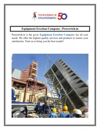 Equipment Erection Company  Powerrich.in