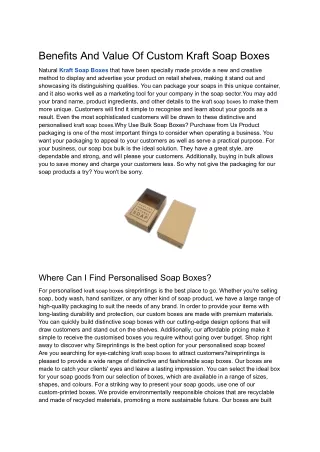 Benefits And Value Of Custom Kraft Soap Boxes