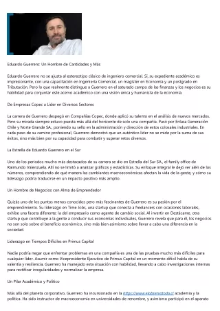 Guerrero: El Señor de las Inversiones en Chile