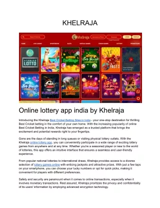 KhelRaj- lottery games in india