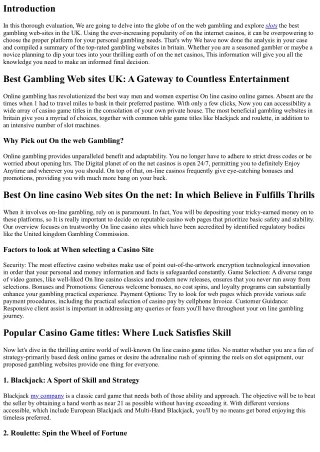 Unveiling the Best Gambling Web sites UK: A Comprehensive Evaluate