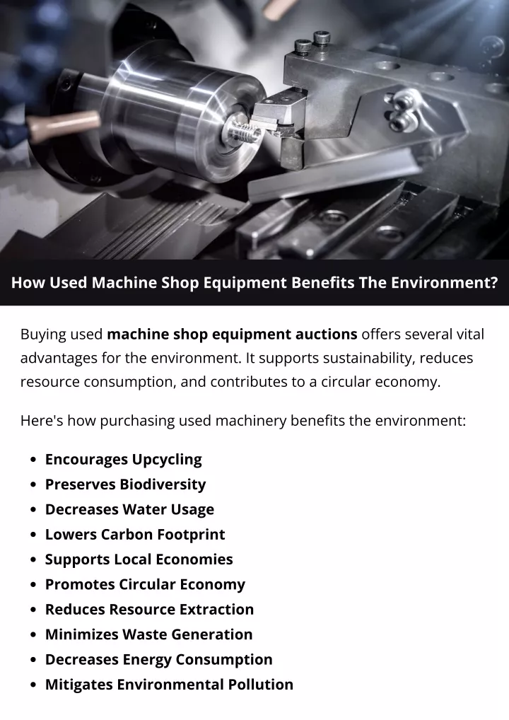 how used machine shop equipment benefits