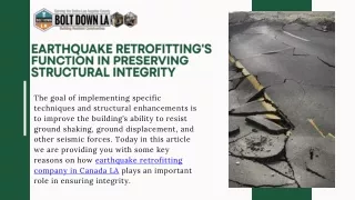 Hire The Earthquake Retrofitting Company In Chatsworth CA