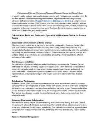 Collaboration Tools and Features in Dynamics Business Central for Remote Teams