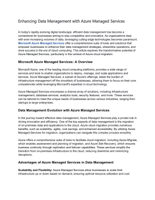 Enhancing Data Management with Azure Managed Services