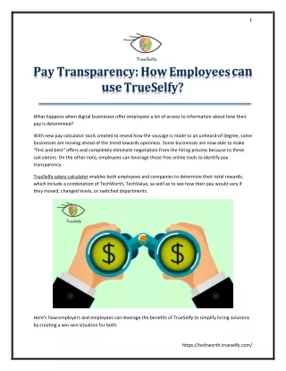 Pay Transparency How Employees can use TrueSelfy