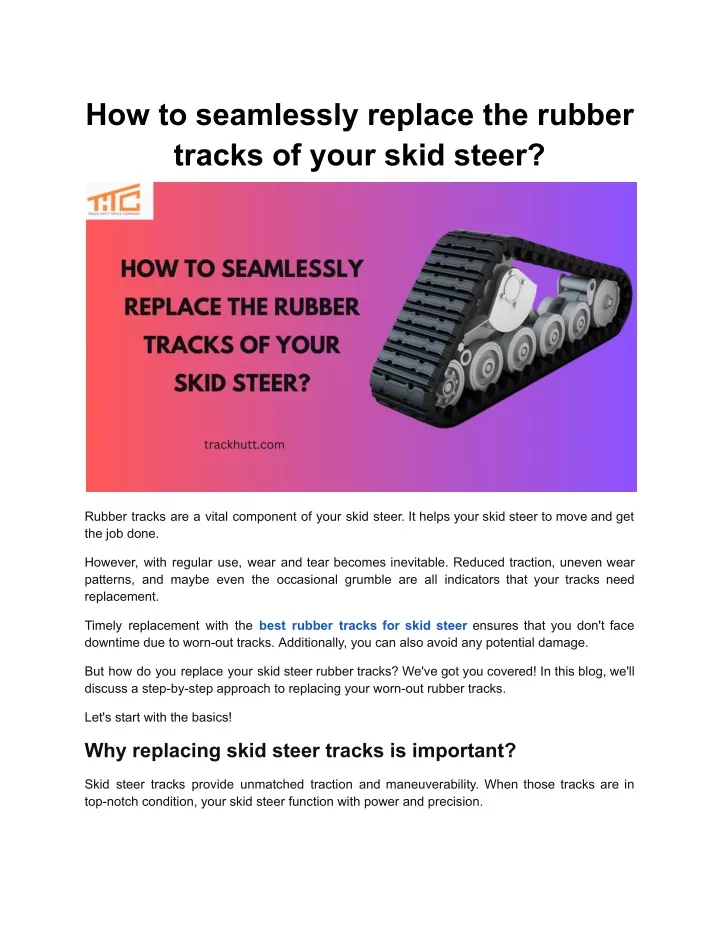 how to seamlessly replace the rubber tracks