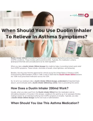 Duolin Inhaler 200md - Uses, Dosage, Side Effects, Price and more