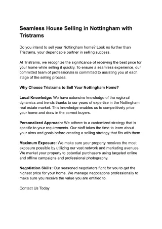 seamless house selling in nottingham with