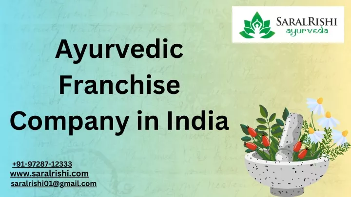 ayurvedic franchise company in india