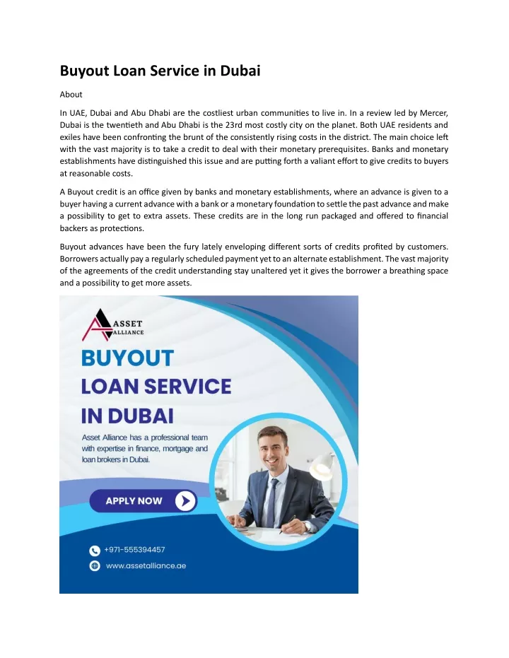 buyout loan service in dubai