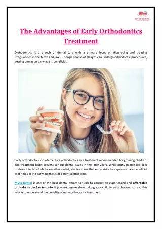 the advantages of early orthodontics treatment