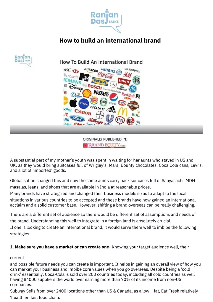 how to build an international brand