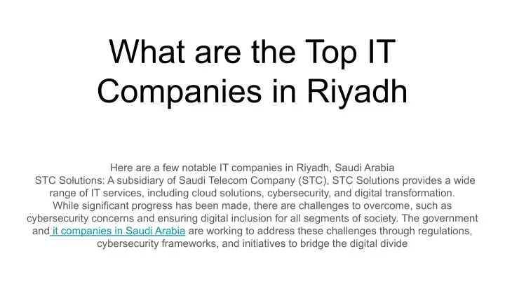 what are the top it companies in riyadh