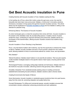 Get Best Acoustic insulation in Pune