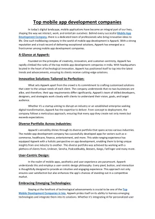 Top mobile app development companies
