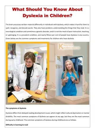 what should you know about dyslexia in children
